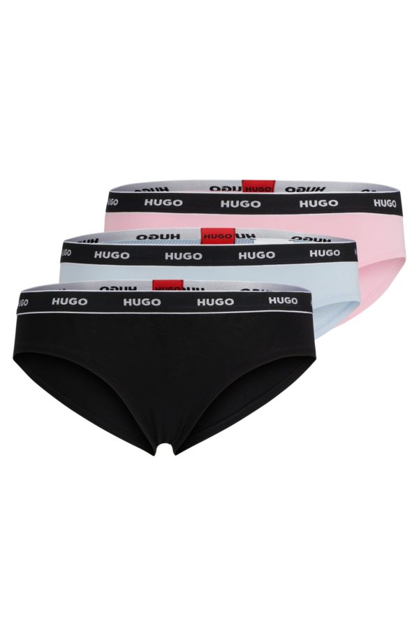 Hugo Boss Lot de trois slips en coton stretch avec taille logotée