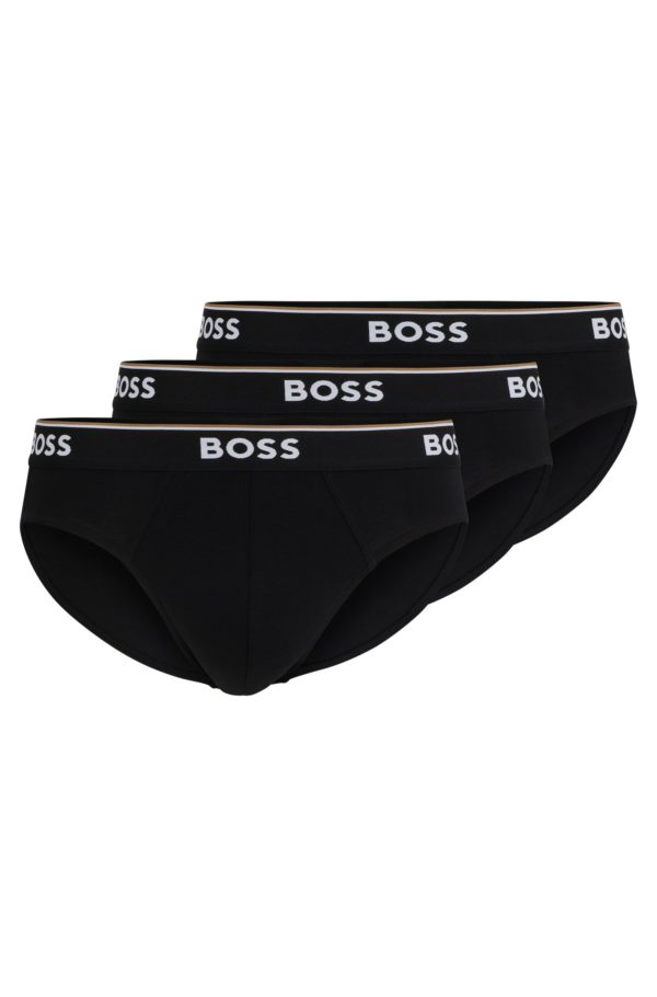 Hugo Boss Lot de trois slips en coton stretch avec logos à la taille