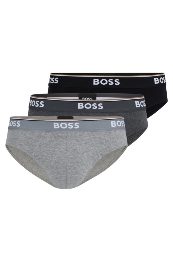 Hugo Boss Lot de trois slips en coton stretch avec logos à la taille