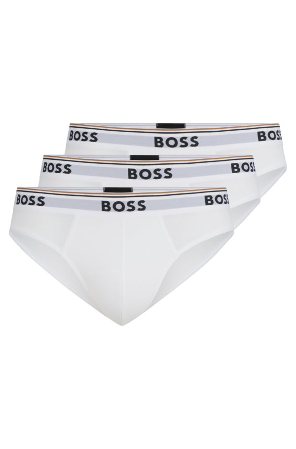 Hugo Boss Lot de trois slips en coton stretch avec logos à la taille