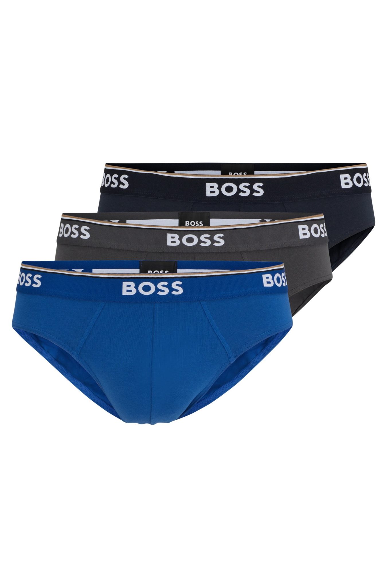 Hugo Boss Lot de trois slips en coton stretch avec logos à la taille