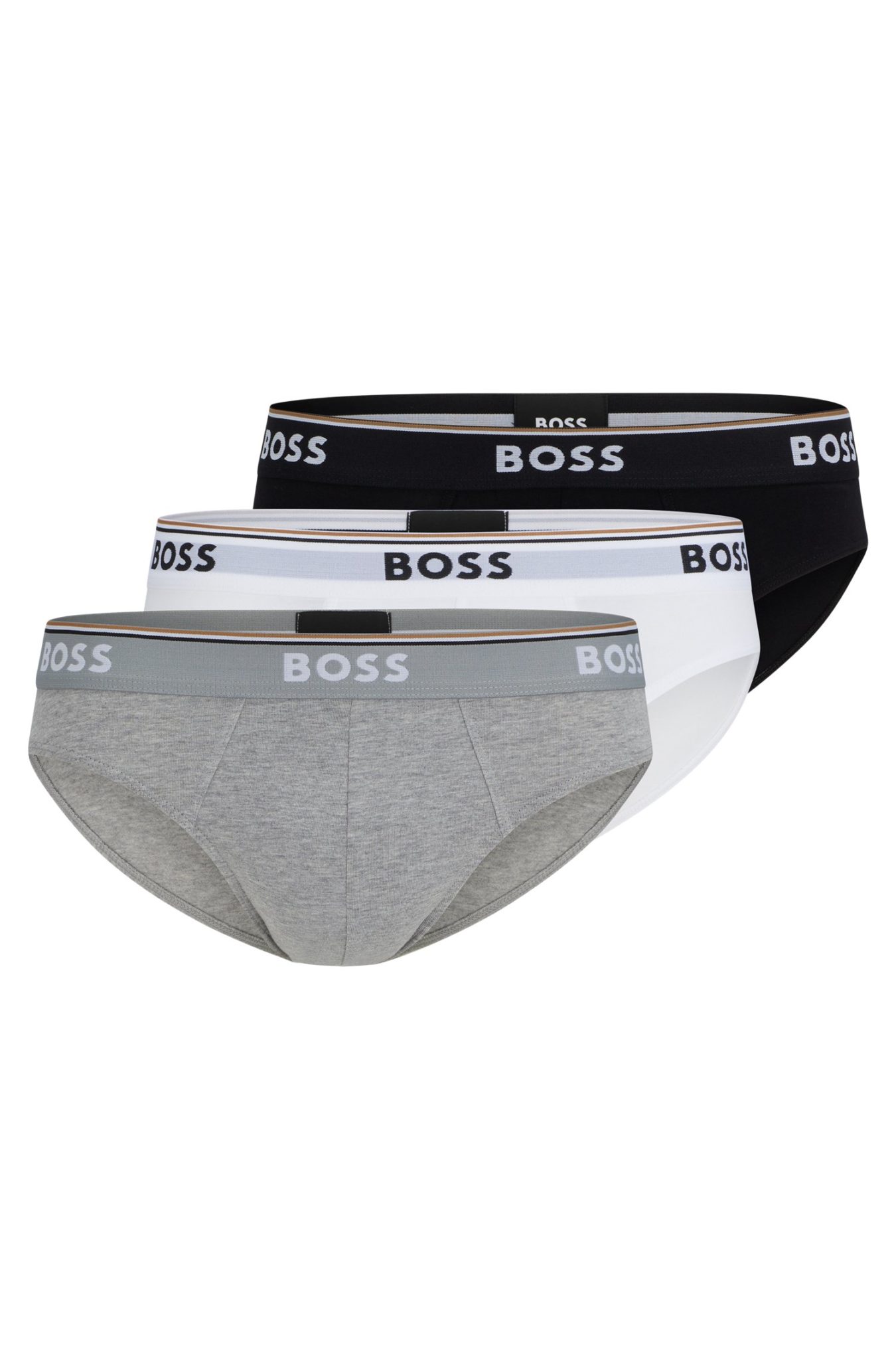 Hugo Boss Lot de trois slips en coton stretch avec logos à la taille