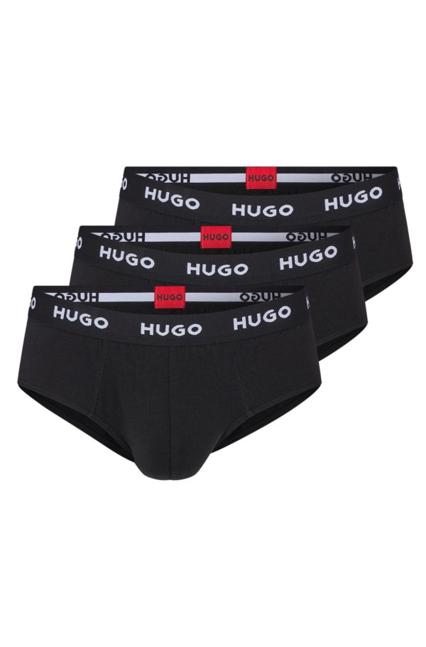 Hugo Boss Lot de trois slips en coton stretch avec taille à logo