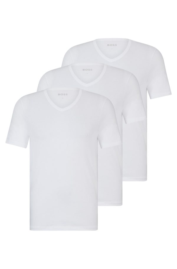 Hugo Boss Lot de trois t-shirts en jersey de coton à col V