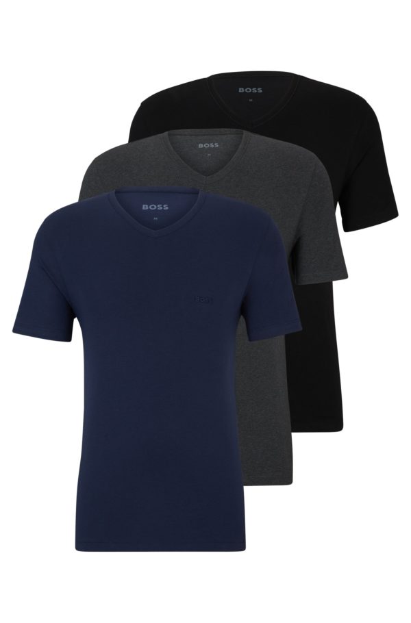 Hugo Boss Lot de trois t-shirts en jersey de coton à col V