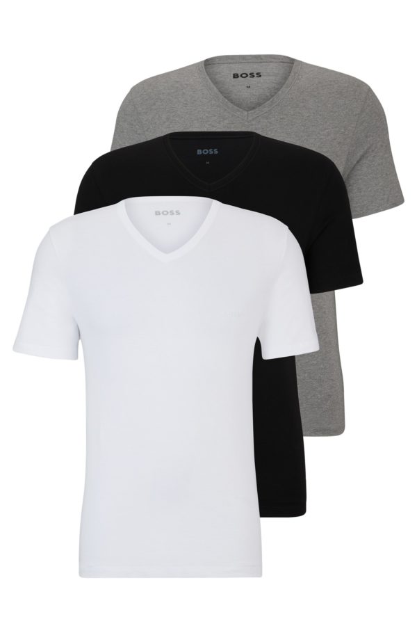 Hugo Boss Lot de trois t-shirts en jersey de coton à col V