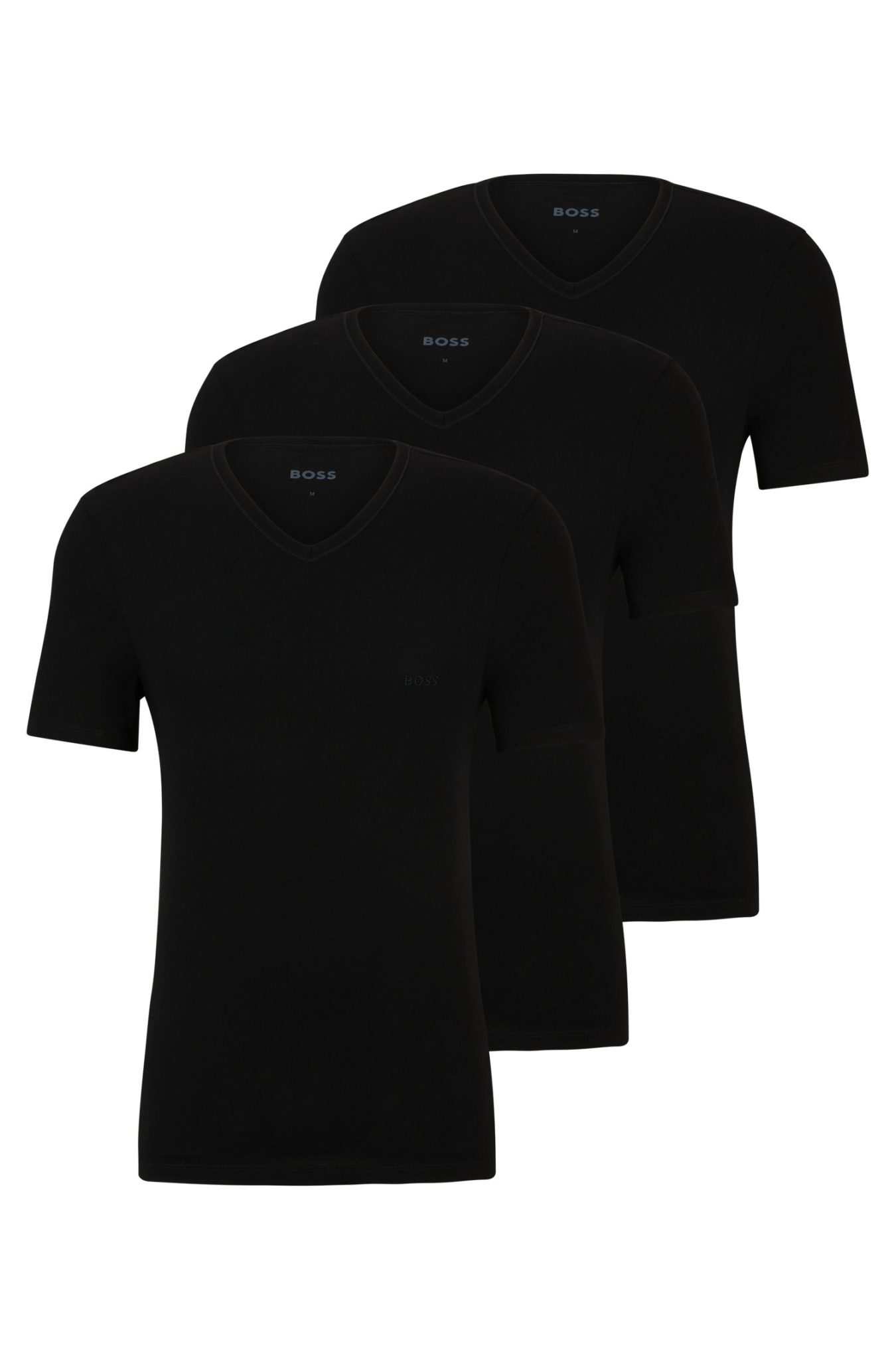 Hugo Boss Lot de trois t-shirts en jersey de coton à col V