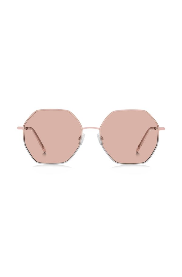 Hugo Boss Lunettes de soleil à branches tubulaires avec dégradés roses et argentés