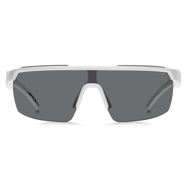 Hugo Boss Lunettes de soleil blanches style masque avec branches à logo en 3D