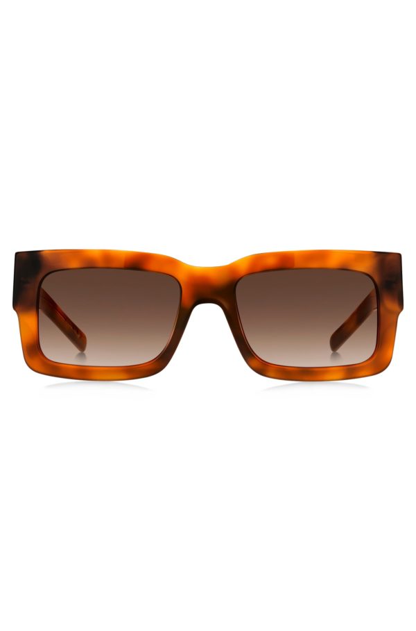 Hugo Boss Lunettes de soleil en acétate Havana avec double B