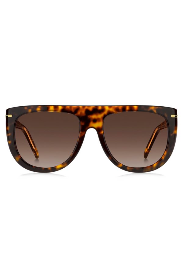Hugo Boss Lunettes de soleil en acétate Havana avec garnitures en métal doré