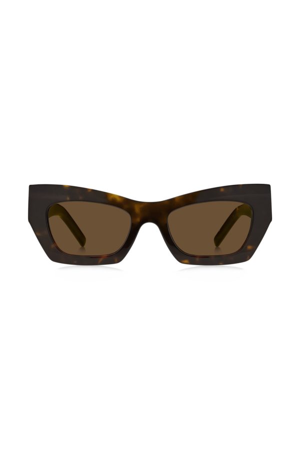 Hugo Boss Lunettes de soleil en acétate Havana avec garnitures en métal emblématiques