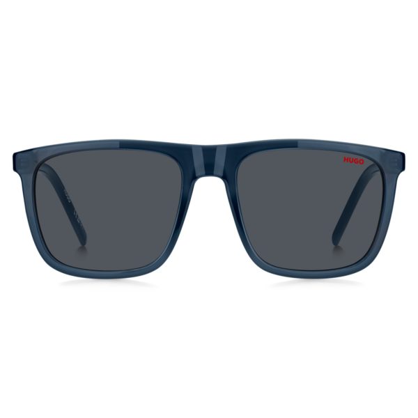 Hugo Boss Lunettes de soleil en acétate bleu avec branches à motif
