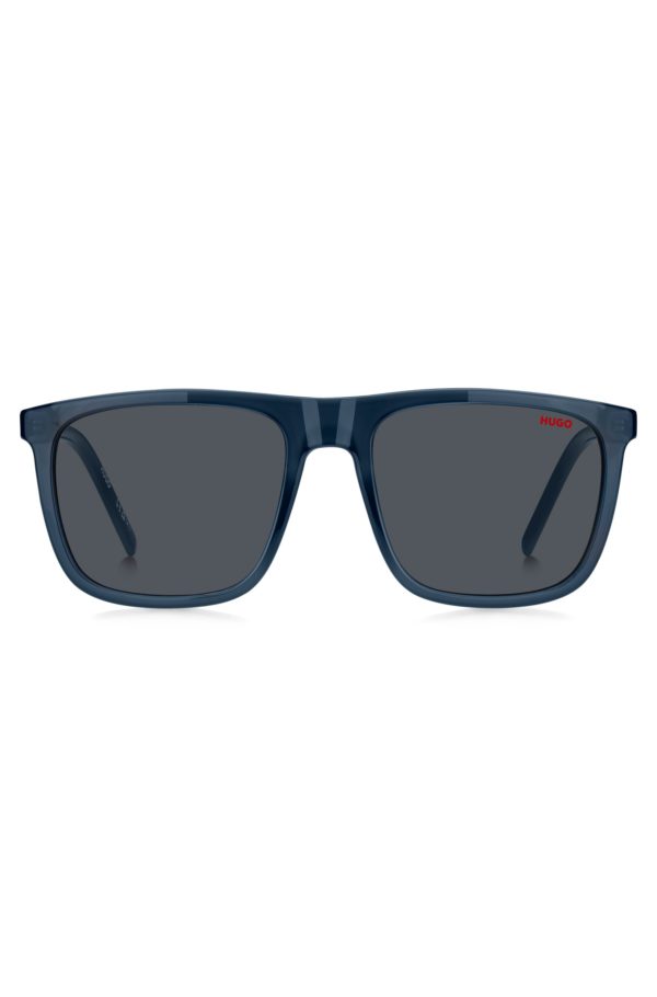 Hugo Boss Lunettes de soleil en acétate bleu avec branches à motif