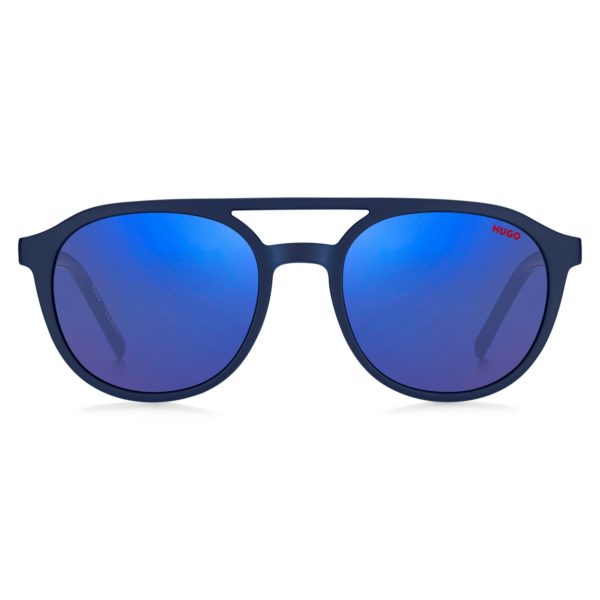 Hugo Boss Lunettes de soleil en acétate bleu marine avec verres bleus et branches à motif