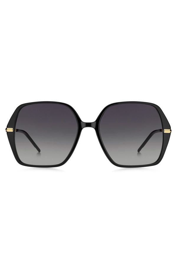 Hugo Boss Lunettes de soleil en acétate noir avec branches dorées