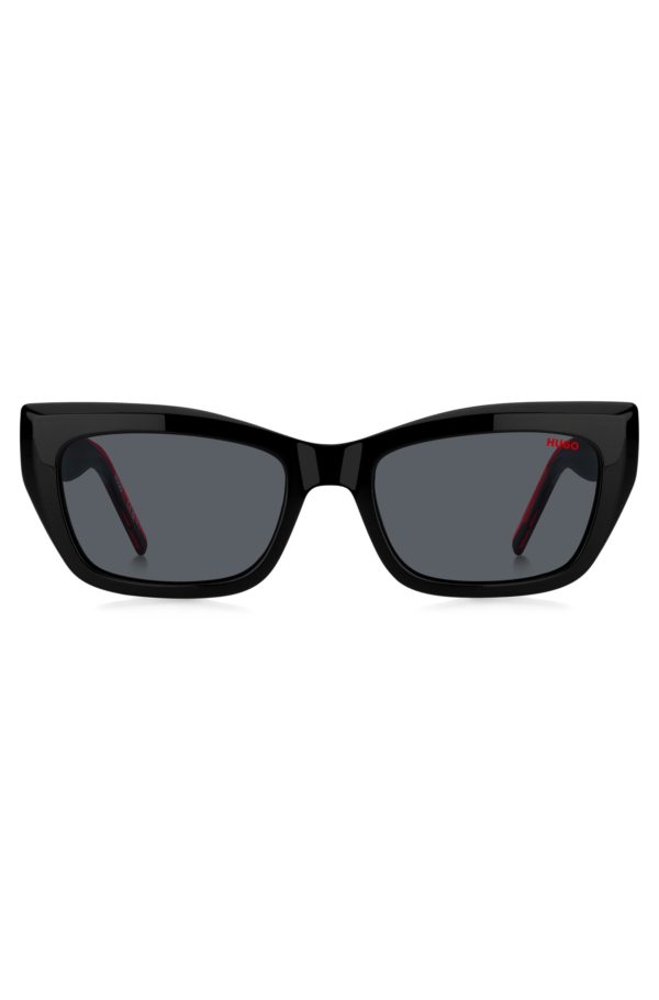 Hugo Boss Lunettes de soleil en acétate noir avec branches superposées rouges
