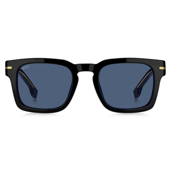 Hugo Boss Lunettes de soleil en acétate noir avec garnitures en métal doré