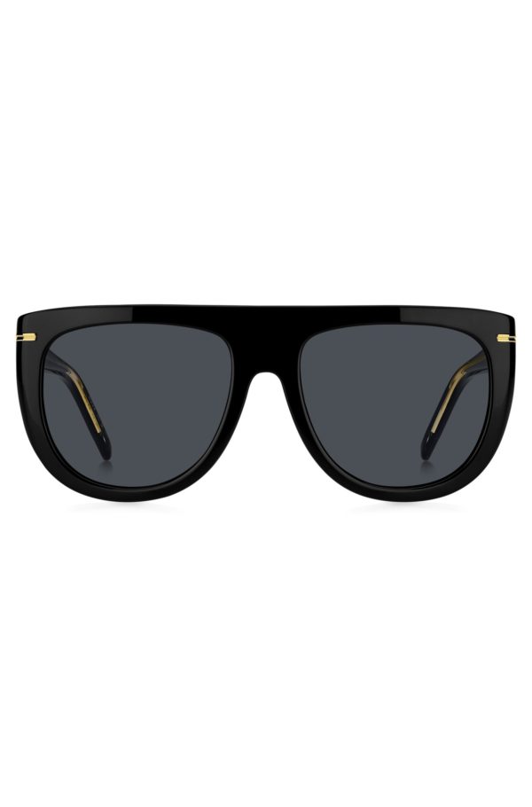 Hugo Boss Lunettes de soleil en acétate noir avec garnitures en métal doré
