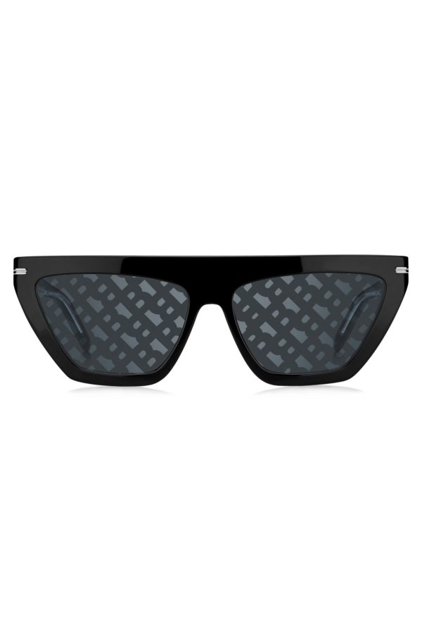 Hugo Boss Lunettes de soleil en acétate noir avec verres à motif monogramme