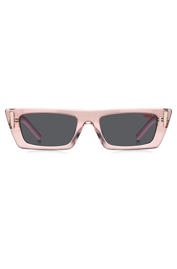 Hugo Boss Lunettes de soleil en acétate rose avec monogramme 3D