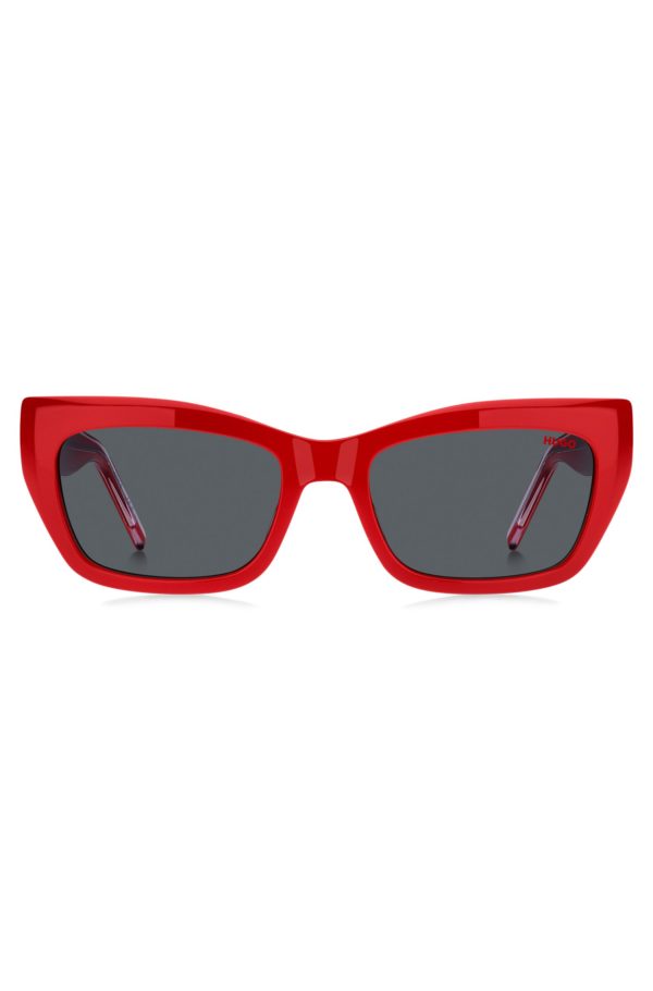 Hugo Boss Lunettes de soleil en acétate rouge avec branches superposées