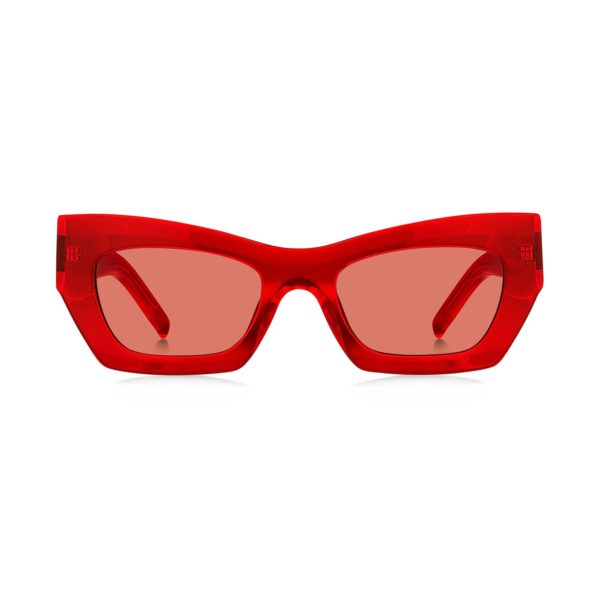Hugo Boss Lunettes de soleil en acétate rouge avec garnitures en métal emblématiques