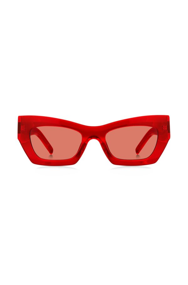 Hugo Boss Lunettes de soleil en acétate rouge avec garnitures en métal emblématiques