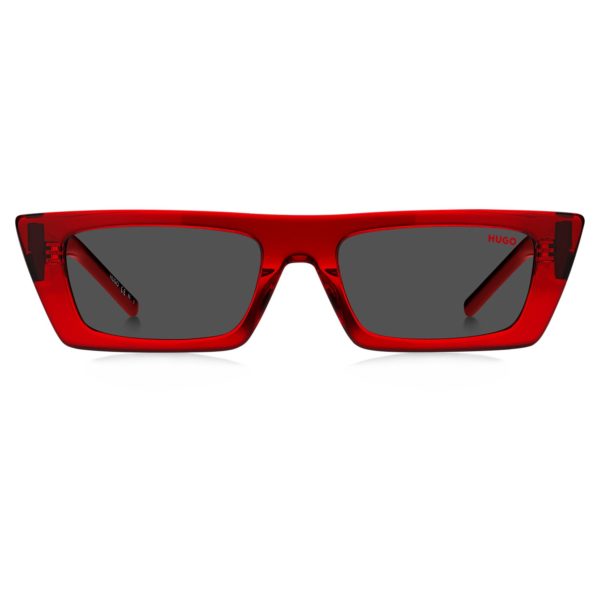 Hugo Boss Lunettes de soleil en acétate rouge avec monogramme 3D