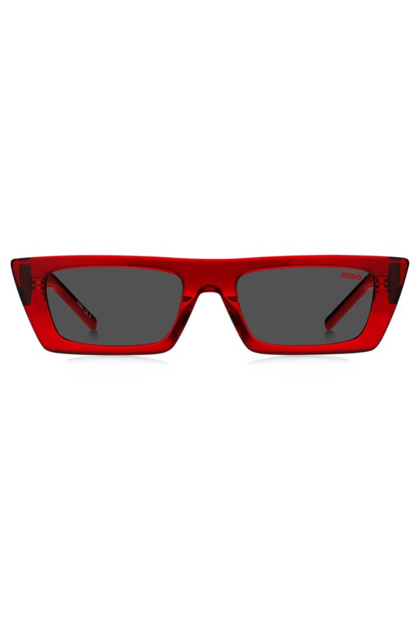 Hugo Boss Lunettes de soleil en acétate rouge avec monogramme 3D
