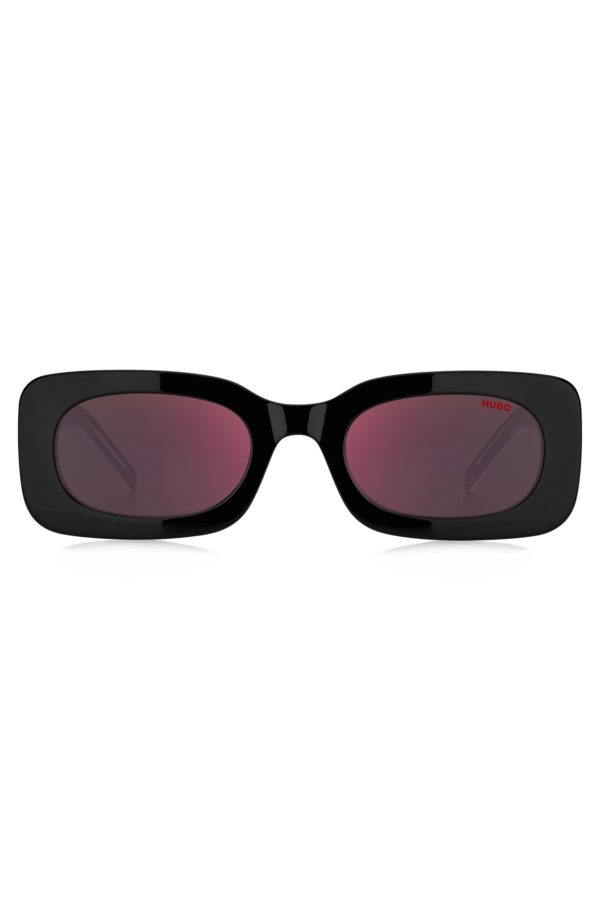 Hugo Boss Lunettes de soleil en acétate rouge et noir avec cordon amovible à message