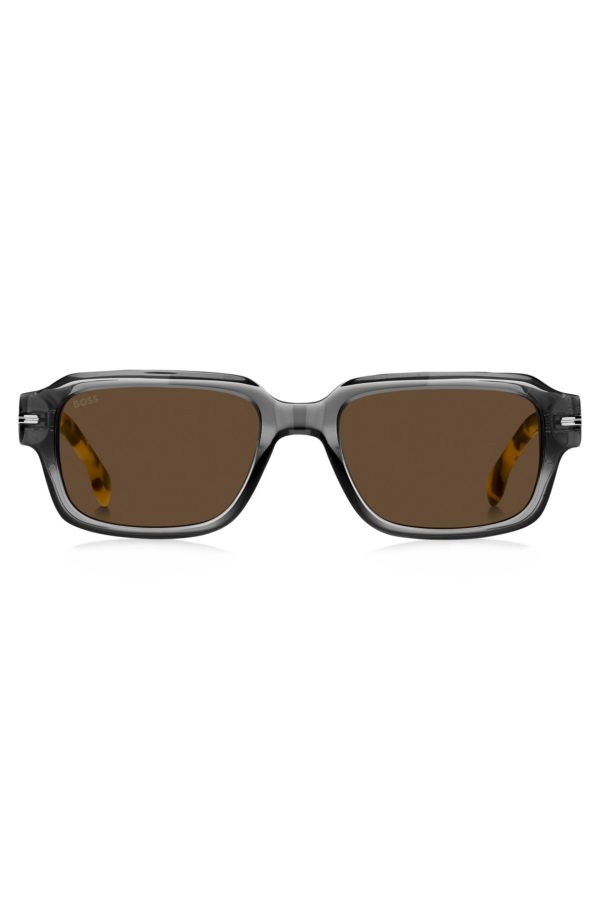 Hugo Boss Lunettes de soleil en acétate transparent avec détails Havana
