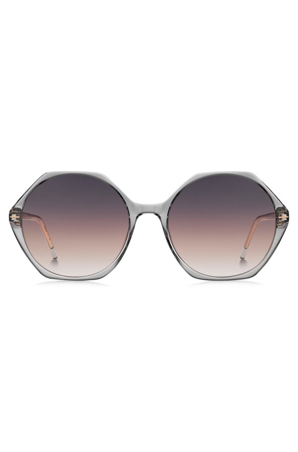 Hugo Boss Lunettes de soleil en acétate transparent avec monture hexagonale