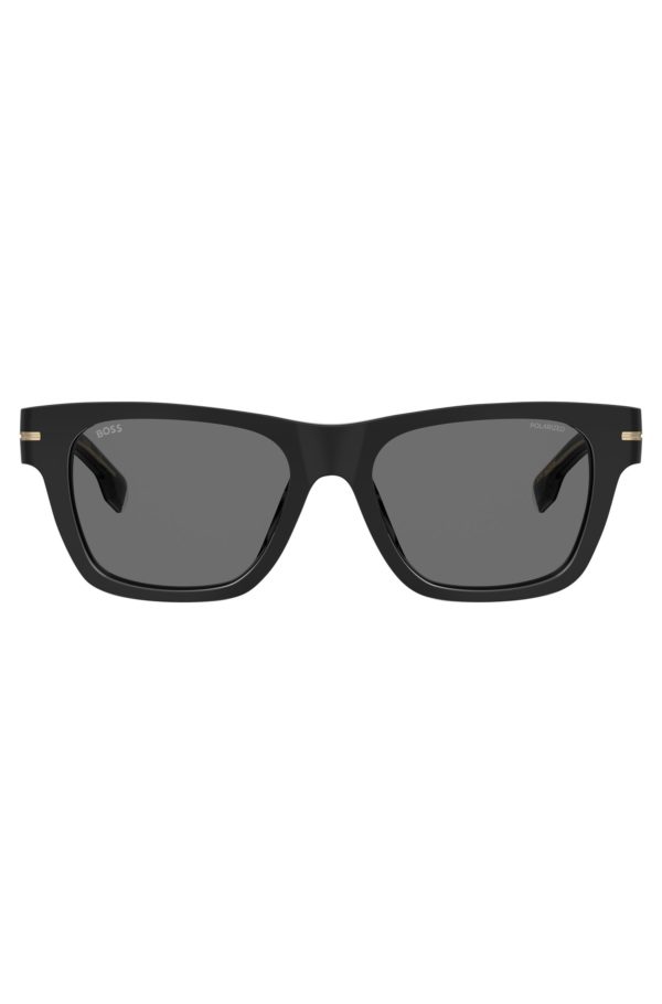 Hugo Boss Lunettes de soleil noires avec détails dorés