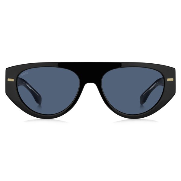 Hugo Boss Lunettes de soleil noires en bio-acétate avec rivets à motif