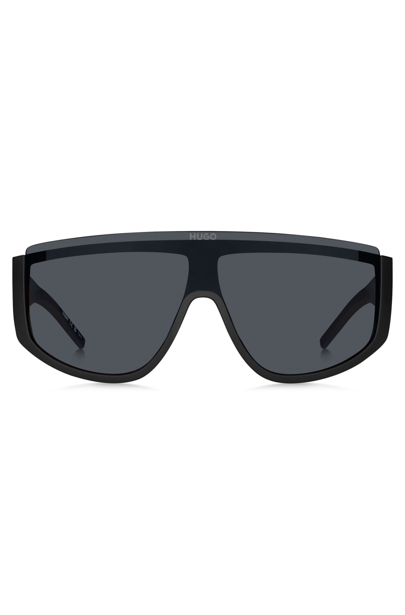 Hugo Boss Lunettes de soleil noires style masque avec logo revisité