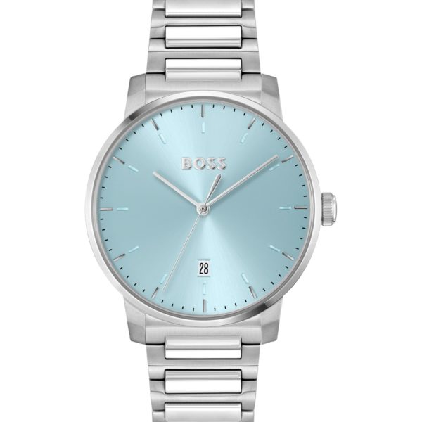 Hugo Boss Montre à cadran bleu clair et bracelet à maillons en H