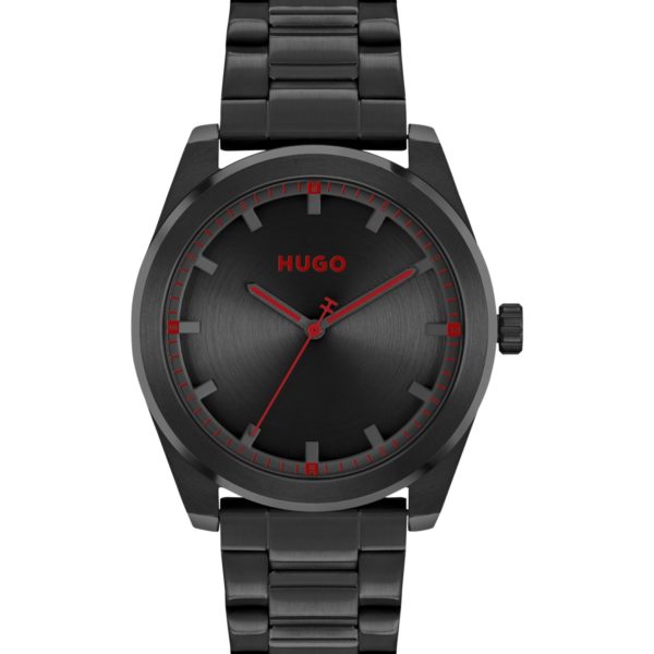 Hugo Boss Montre à cadran noir brossé et bracelet à maillons