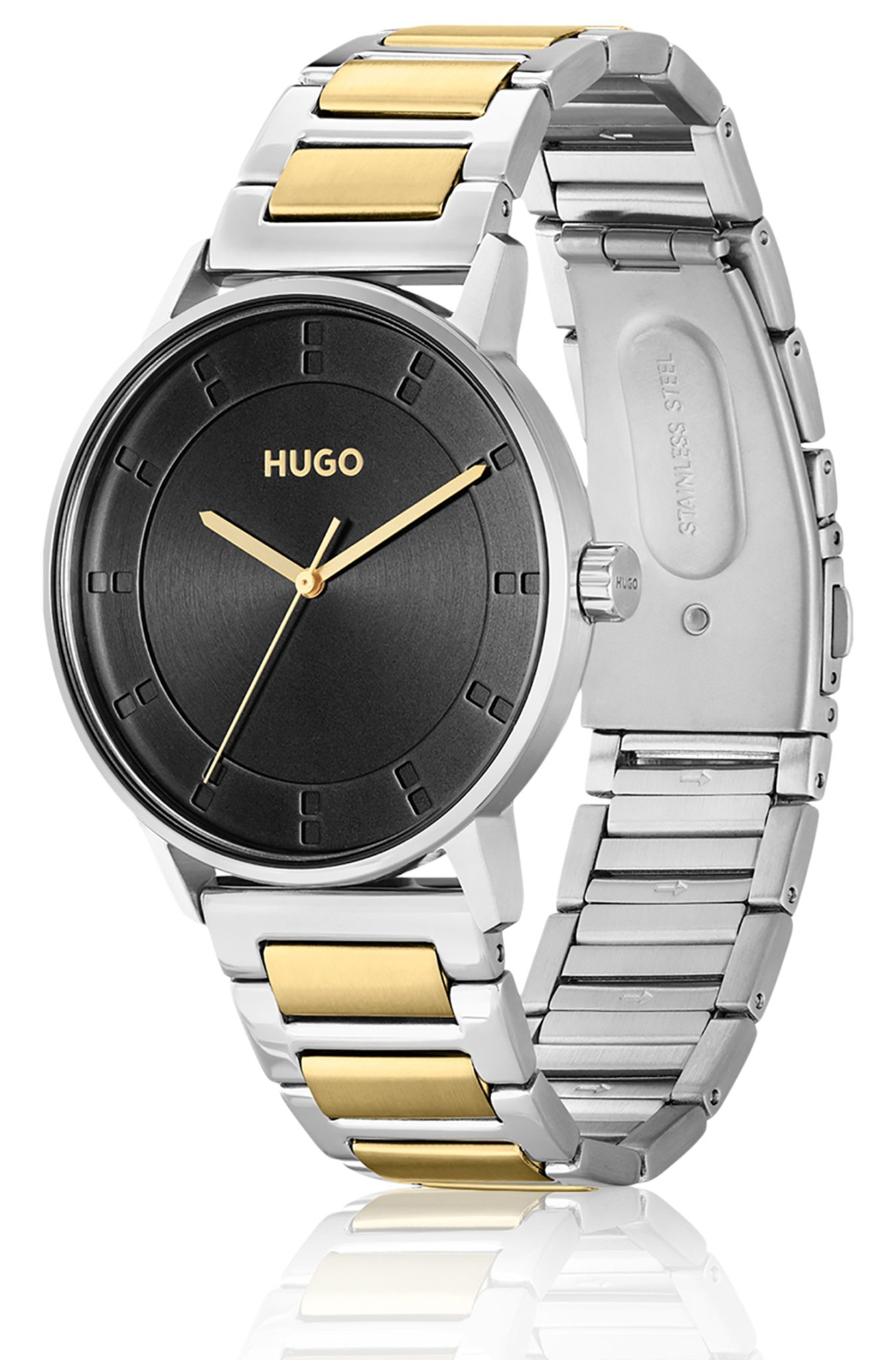 Hugo Boss Montre avec cadran noir et bracelet à maillons