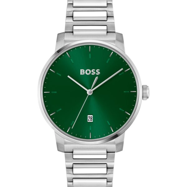 Hugo Boss Montre avec cadran vert et bracelet à maillons en H