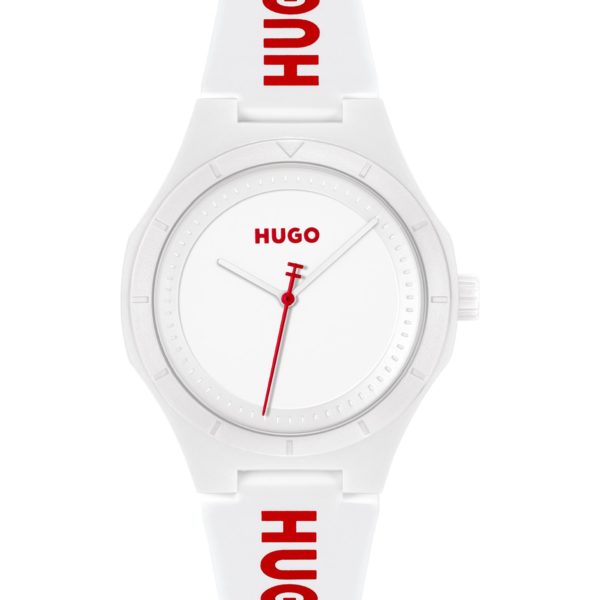 Hugo Boss Montre blanc mat avec bracelet en silicone logoté