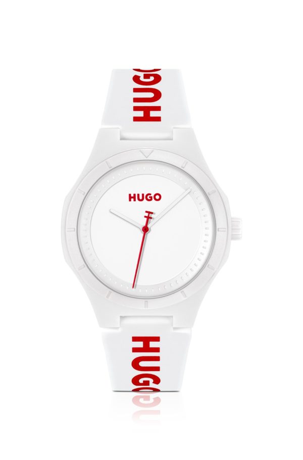 Hugo Boss Montre blanc mat avec bracelet en silicone logoté