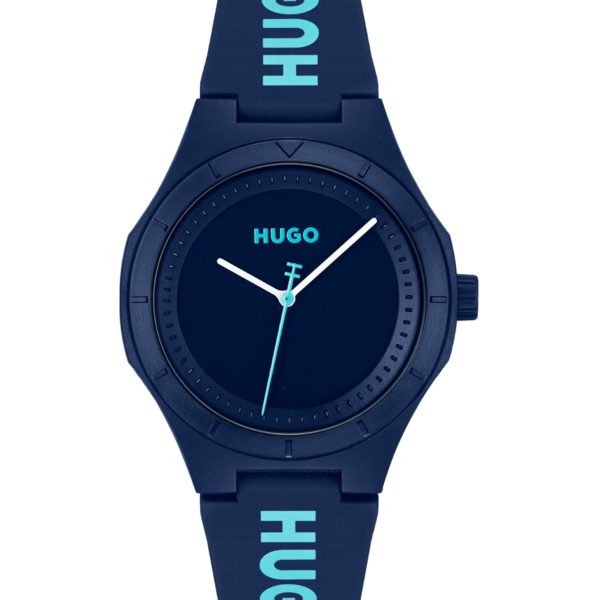 Hugo Boss Montre bleu mat avec bracelet en silicone logoté