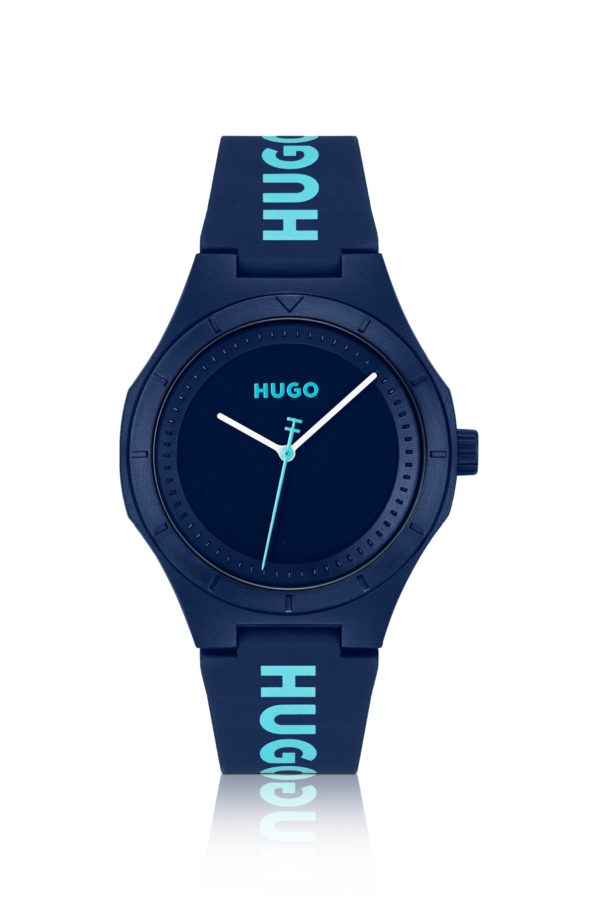 Hugo Boss Montre bleu mat avec bracelet en silicone logoté