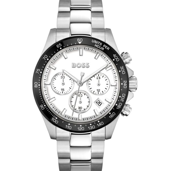 Montre chronographe avec cadran blanc et bracelet à maillons – Hugo Boss