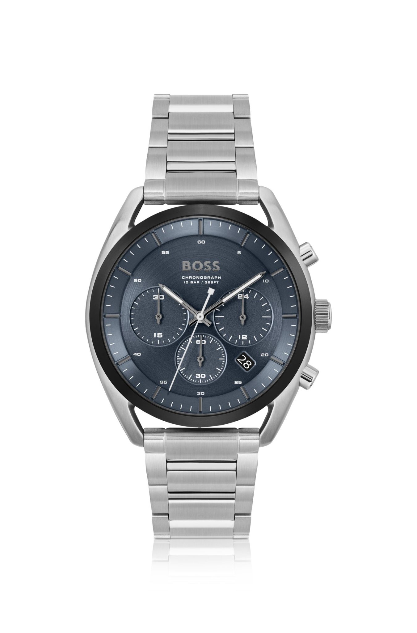 Hugo Boss Montre chronographe avec cadran bleu et bracelet à maillons