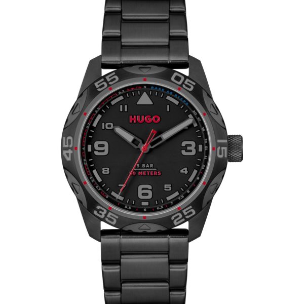 Hugo Boss Montre en acier plaqué noir avec bracelet à maillons