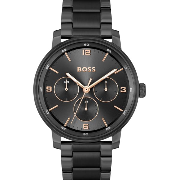 Montre noire à cadran ton sur ton et bracelet à maillons – Hugo Boss
