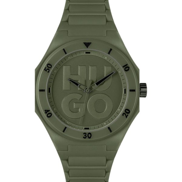 Hugo Boss Montre verte à bracelet en silicone ton sur ton