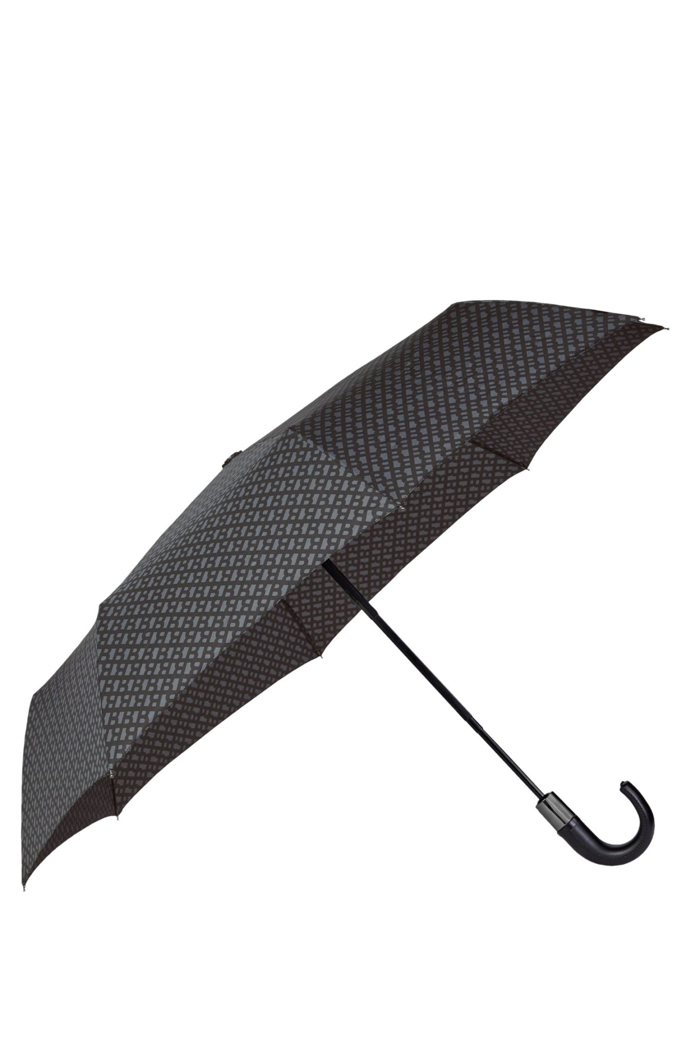 Hugo Boss Parapluie gris foncé à motif monogramme avec bandoulière logotée
